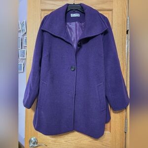 JM Collection Deep Purple Pea Coat